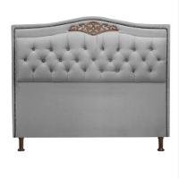 Cabeceira Estofada Holanda 1,95 King Size Linho Shop Das Cabeceiras Grafite - 1