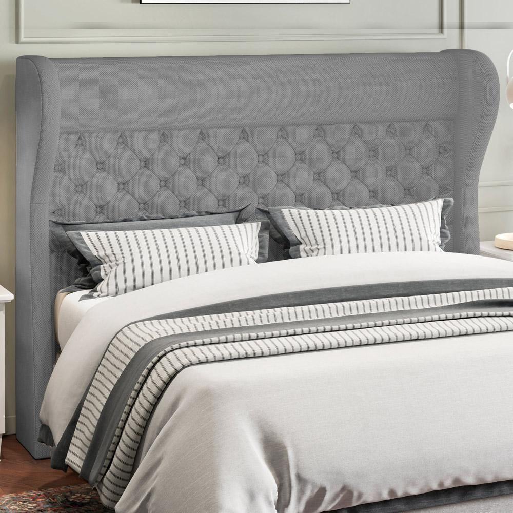 Cabeceira Cama Box Queen 160 Cm P05 Madrid Linho Cinza Escuro - 5