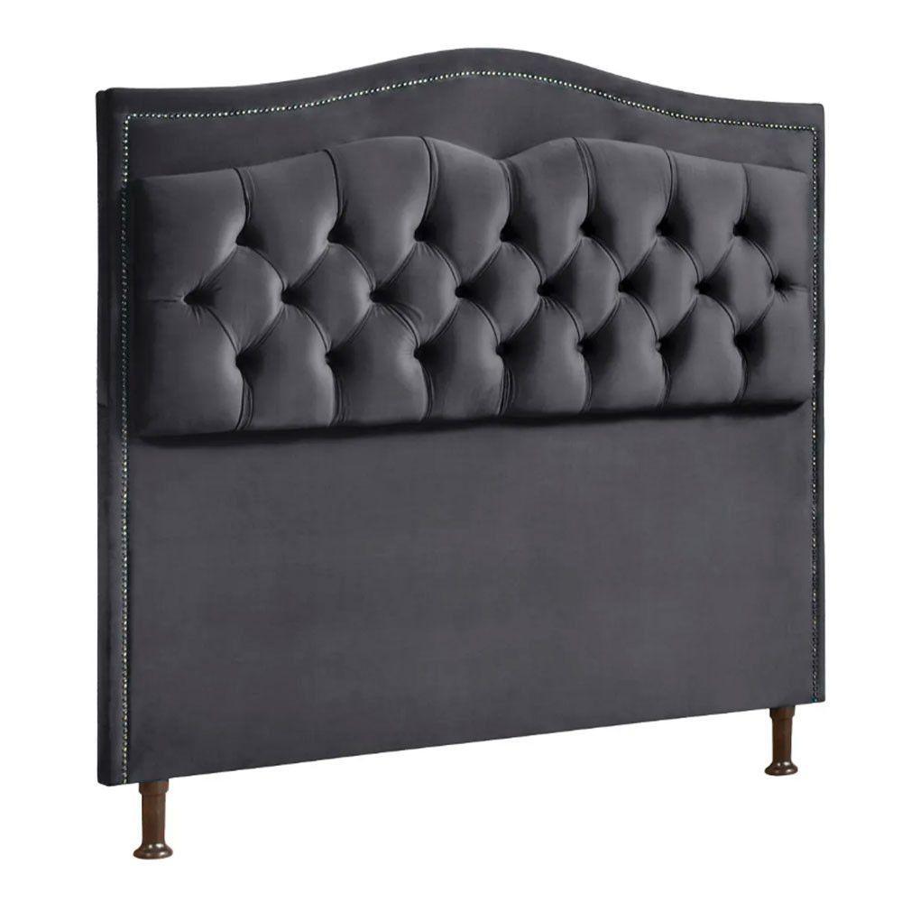 Cabeceira Estofada Holanda 1,60 2.0 Queen Shop Das Cabeceira Cinza Chumbo - 1