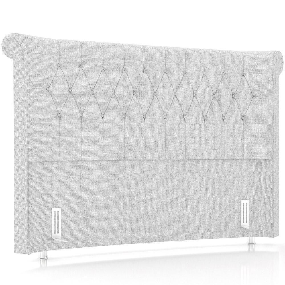 Cabeceira Cama Box Casal 140cm Estofada Meora P05 Linho Cinza Claro - 1