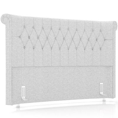 Cabeceira Cama Box Casal 140cm Estofada Meora P05 Linho Cinza Claro