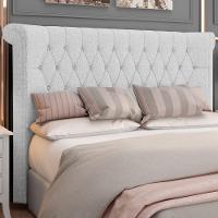 Cabeceira Cama Box Casal 140cm Estofada Meora P05 Linho Cinza Claro - 6