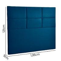 Cabeceira Estofada Milena 1,95 Veludo Shop Das Cabeceiras Azul - 2
