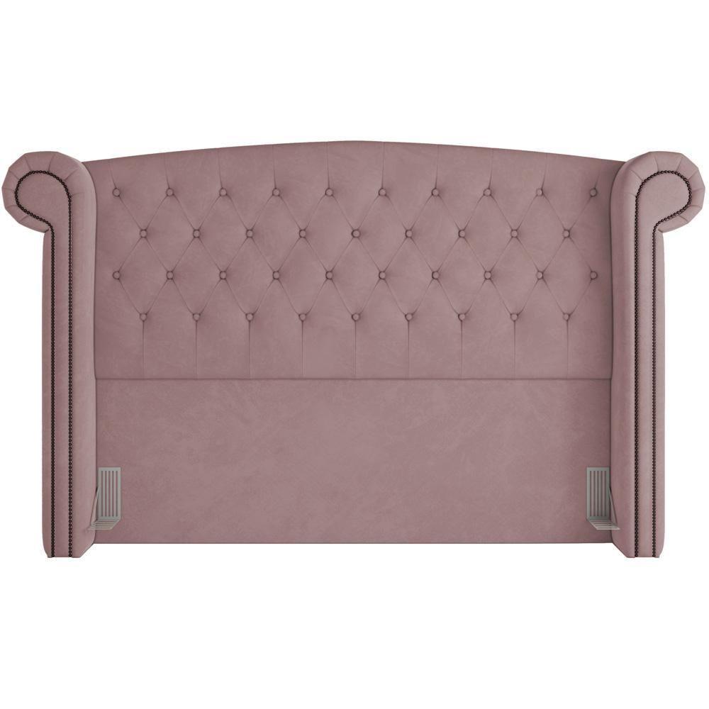 Cabeceira Cama Box King Com Tachas 195 Cm Sofia P05 Veludo Rosê - 4