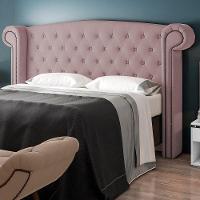 Cabeceira Cama Box King Com Tachas 195 Cm Sofia P05 Veludo Rosê - 5