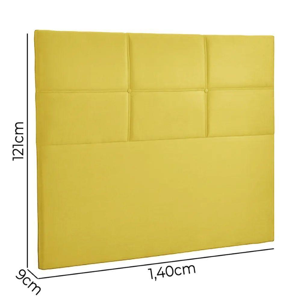 Cabeceira Estofada Milena 1,40 Casal Shop Das Cabeceiras Amarelo - 3