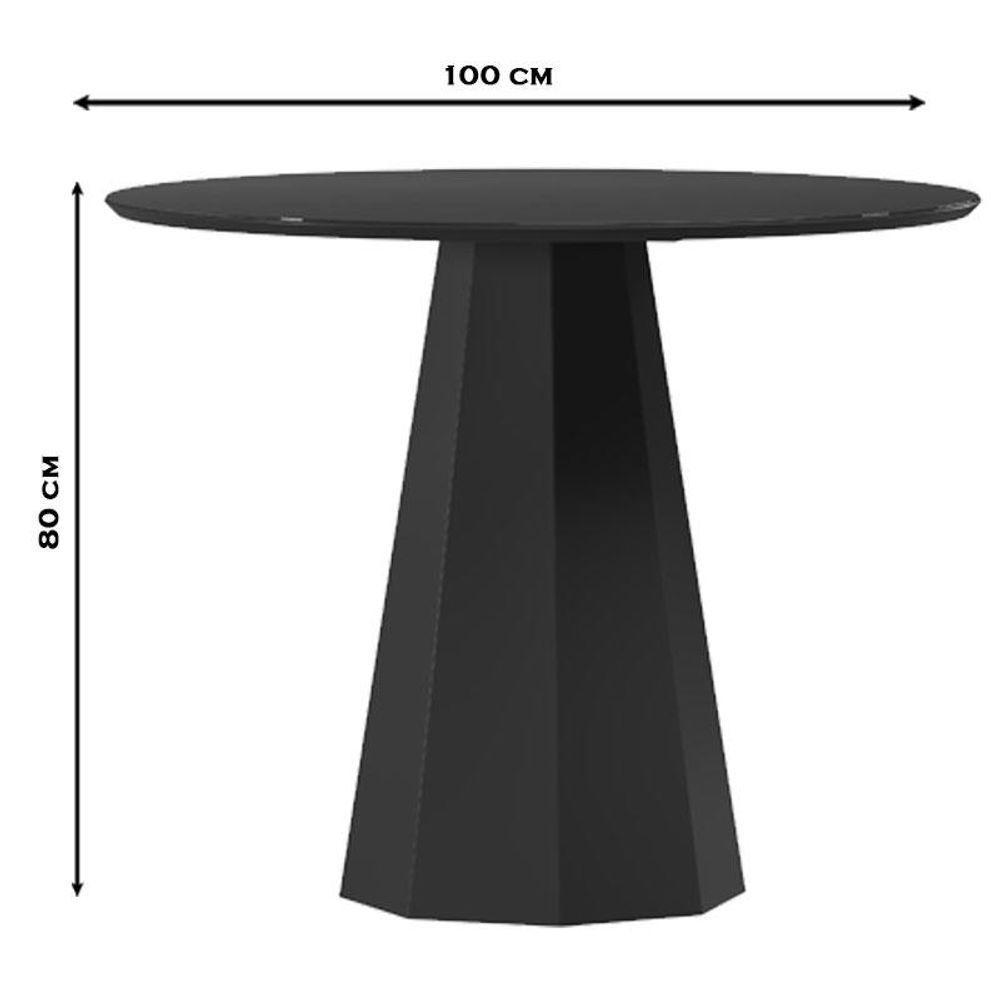 Mesa De Jantar 100x100 Cm Isis Com Vidro Preto - New Ceval - 2