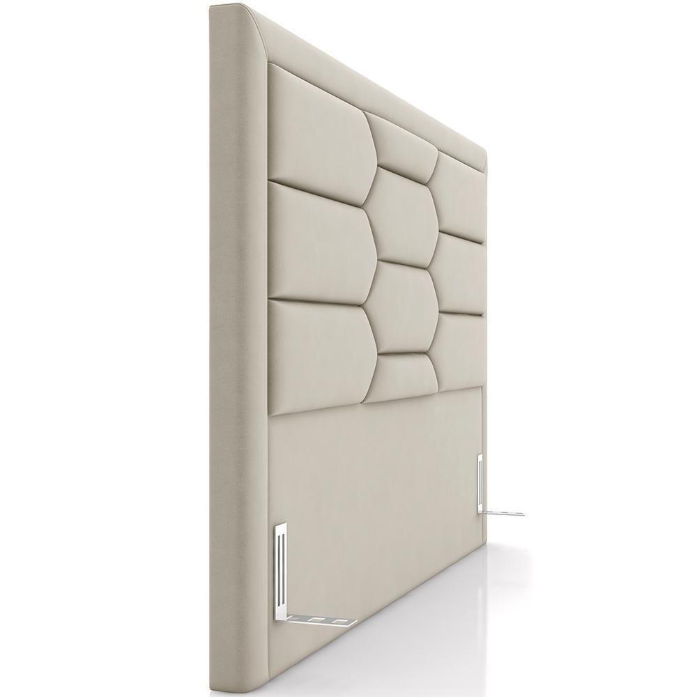 Cabeceira Cama Box Casal 140cm Estofada Nora P05 Veludo Bege - 4