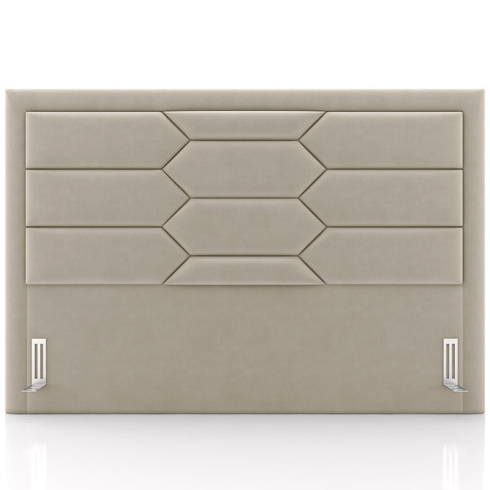 Cabeceira Cama Box Casal 140cm Estofada Nora P05 Veludo Bege - 5