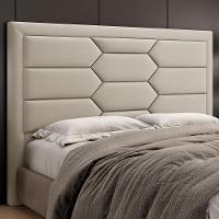 Cabeceira Cama Box Casal 140cm Estofada Nora P05 Veludo Bege - 6