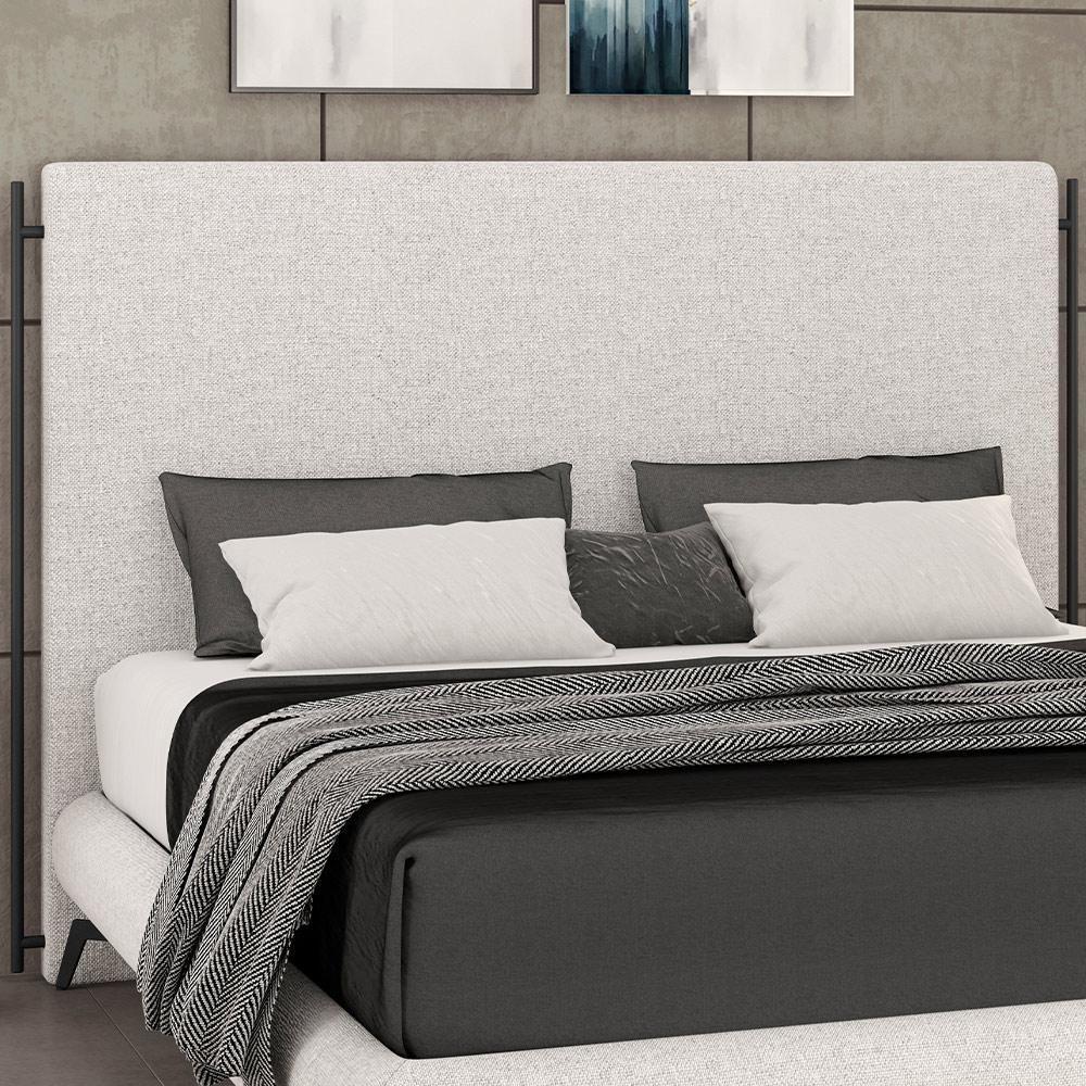 Cabeceira Cama Box Casal 140cm Estofada Goya P05 Linho Cinza Claro - Lyam Decor - 6