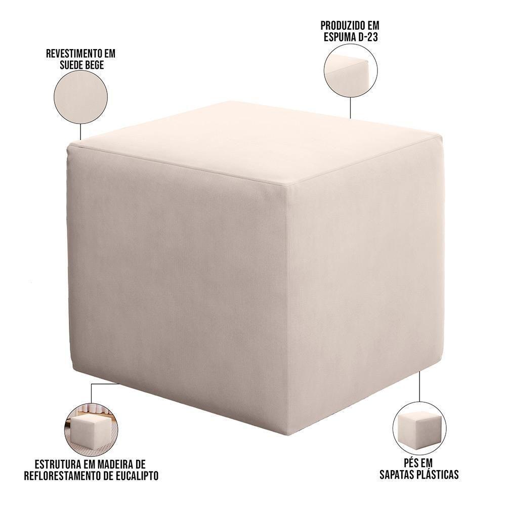 Poltrona De Amamentação Com Balanço E Puff Ravena W01 Suede Bege - Lyam Decor - 5