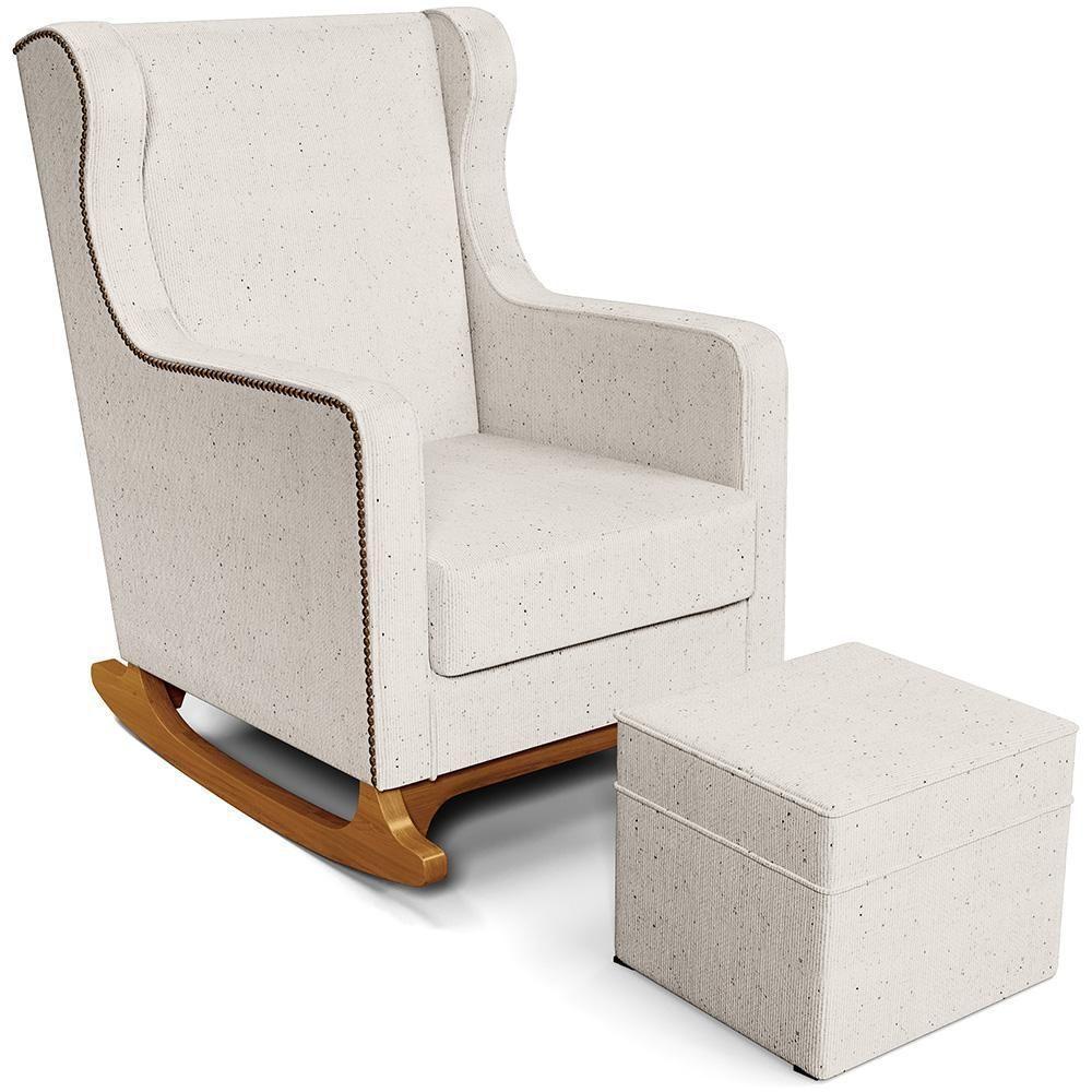 Poltrona De Amamentação Com Balanço E Puff Mavie L02 Linho Cru - Lyam Decor - 1