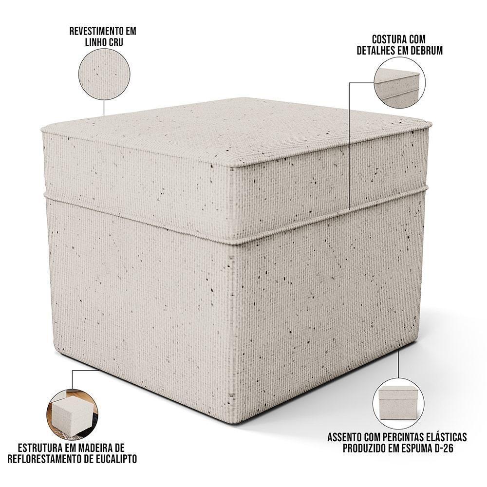 Poltrona De Amamentação Com Balanço E Puff Mavie L02 Linho Cru - Lyam Decor - 5