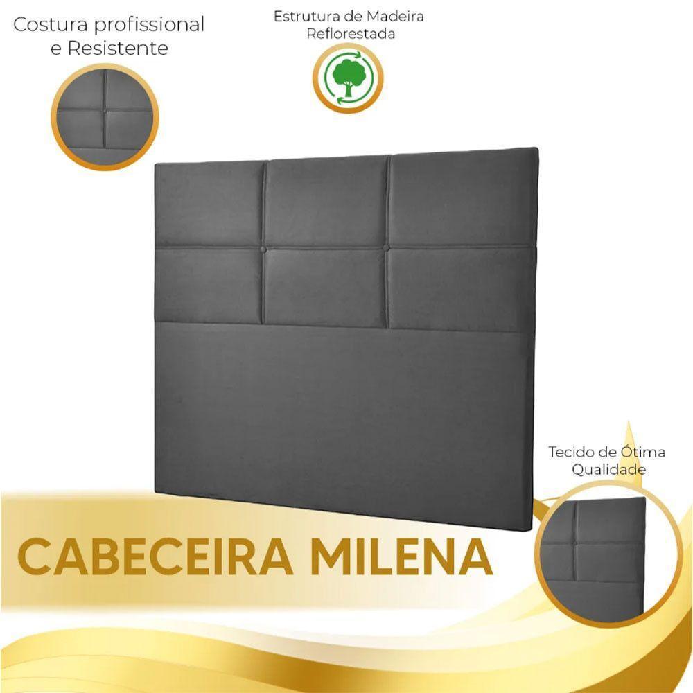 Cabeceira Estofada Milena 1,40 Casal Suede Shop Das Cabeceir Chumbo - 4