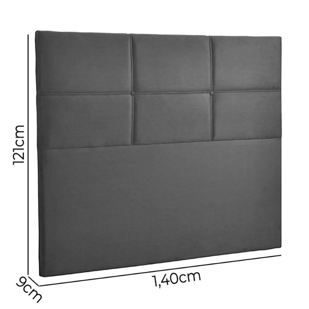 Cabeceira Estofada Milena 1,40 Casal Suede Shop Das Cabeceir Chumbo - 5