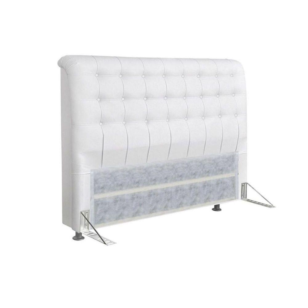 Cabeceira Dama 1,60 Cm Cama Box Queen Corino Branco - 3
