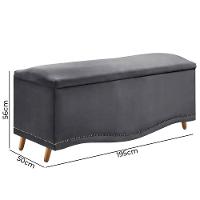 Cabeceira E Calçadeira Holanda 195cm Shop Das Cabeceiras Cinza Chumbo - 2