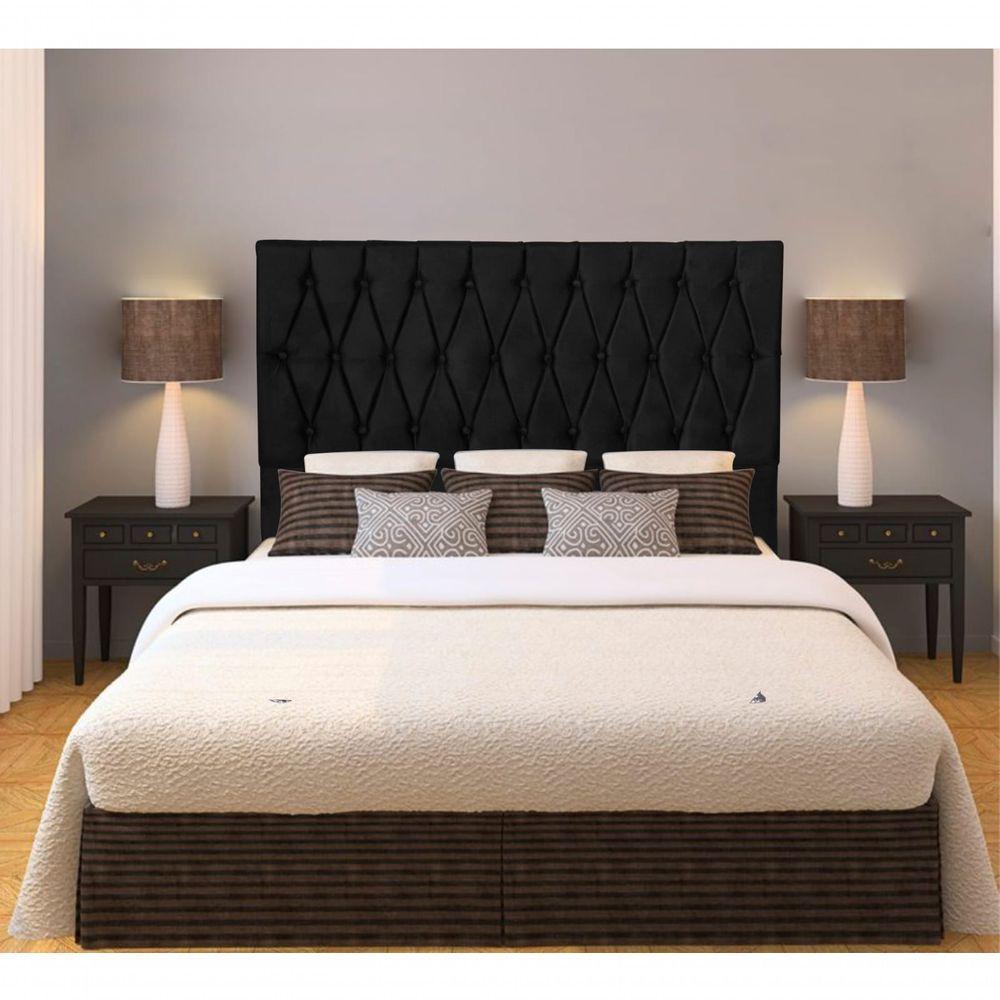 Cabeceira Paris 1,60 Cm Para Cama Box Queen Suede Preto - 3