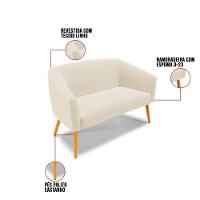 Kit 1 Namoradeira E 2 Poltronas Base Madeira A27 Areia - 5