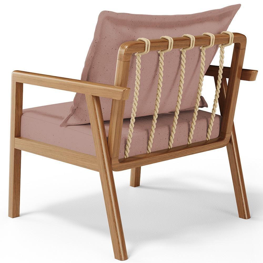 Kit 02 Poltronas Decorativa Para Sala De Estar Alícia B04 Linho Rosê - 2