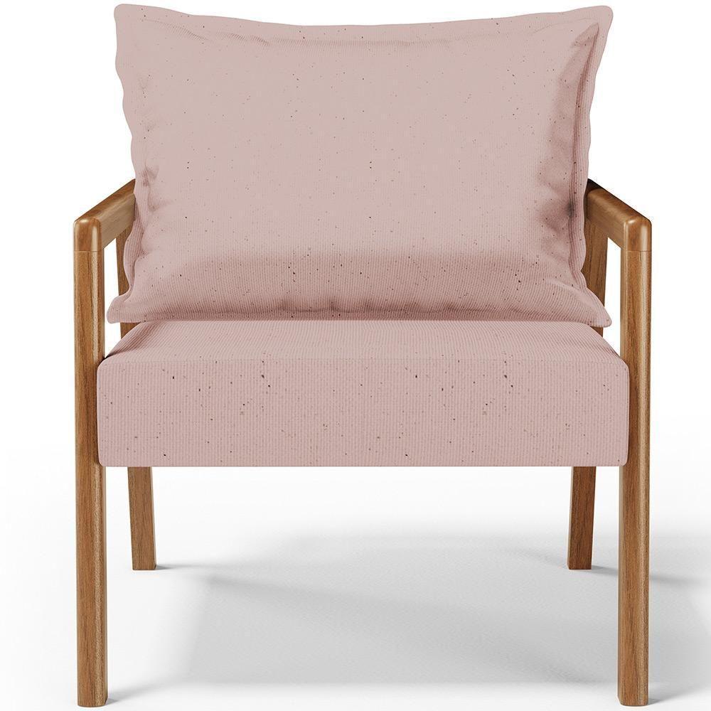 Kit 02 Poltronas Decorativa Para Sala De Estar Alícia B04 Linho Rosê - 4