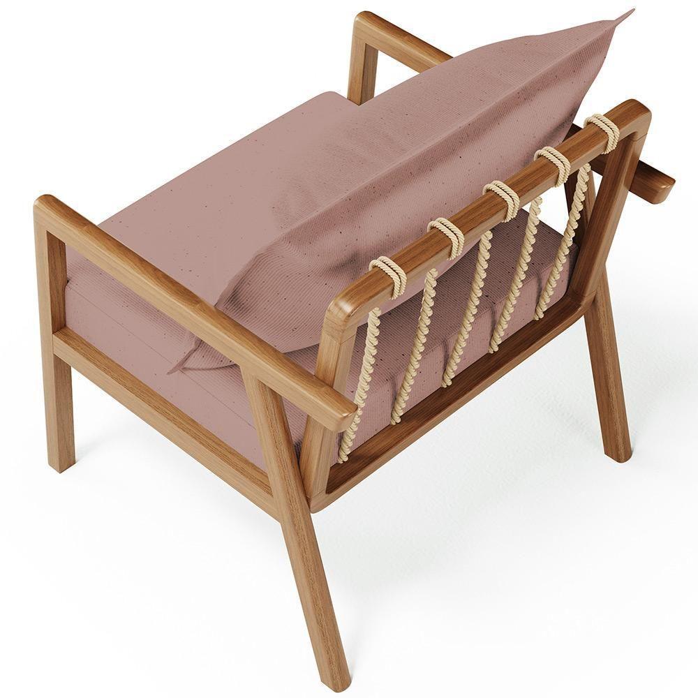 Kit 02 Poltronas Decorativa Para Sala De Estar Alícia B04 Linho Rosê - 5