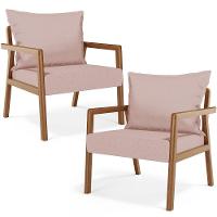 Kit 02 Poltronas Decorativa Para Sala De Estar Alícia B04 Linho Rosê - 1