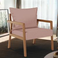 Kit 02 Poltronas Decorativa Para Sala De Estar Alícia B04 Linho Rosê - 8