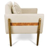 Kit 02 Poltronas Lana Suede Base De Madeira - D'Rossi Bege - 6