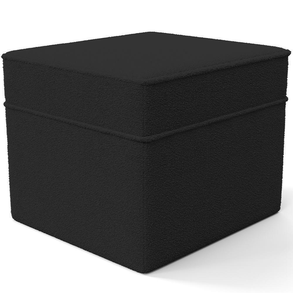 Poltrona De Amamentação Com Balanço E Puff Mavie L02 Bouclê Preto - Lyam Decor - 7