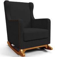 Poltrona De Amamentação Com Balanço E Puff Mavie L02 Bouclê Preto - Lyam Decor - 8