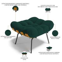 Poltrona Costela L02 Com Puff Sala De Estar Bouclê Verde - Lyam Decor - 5