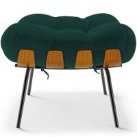 Poltrona Costela L02 Com Puff Sala De Estar Bouclê Verde - Lyam Decor - 6