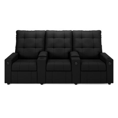 Poltrona Do Papai Reclinável 3 Lugares Haifa F05 Veludo Preto Lyam Decor