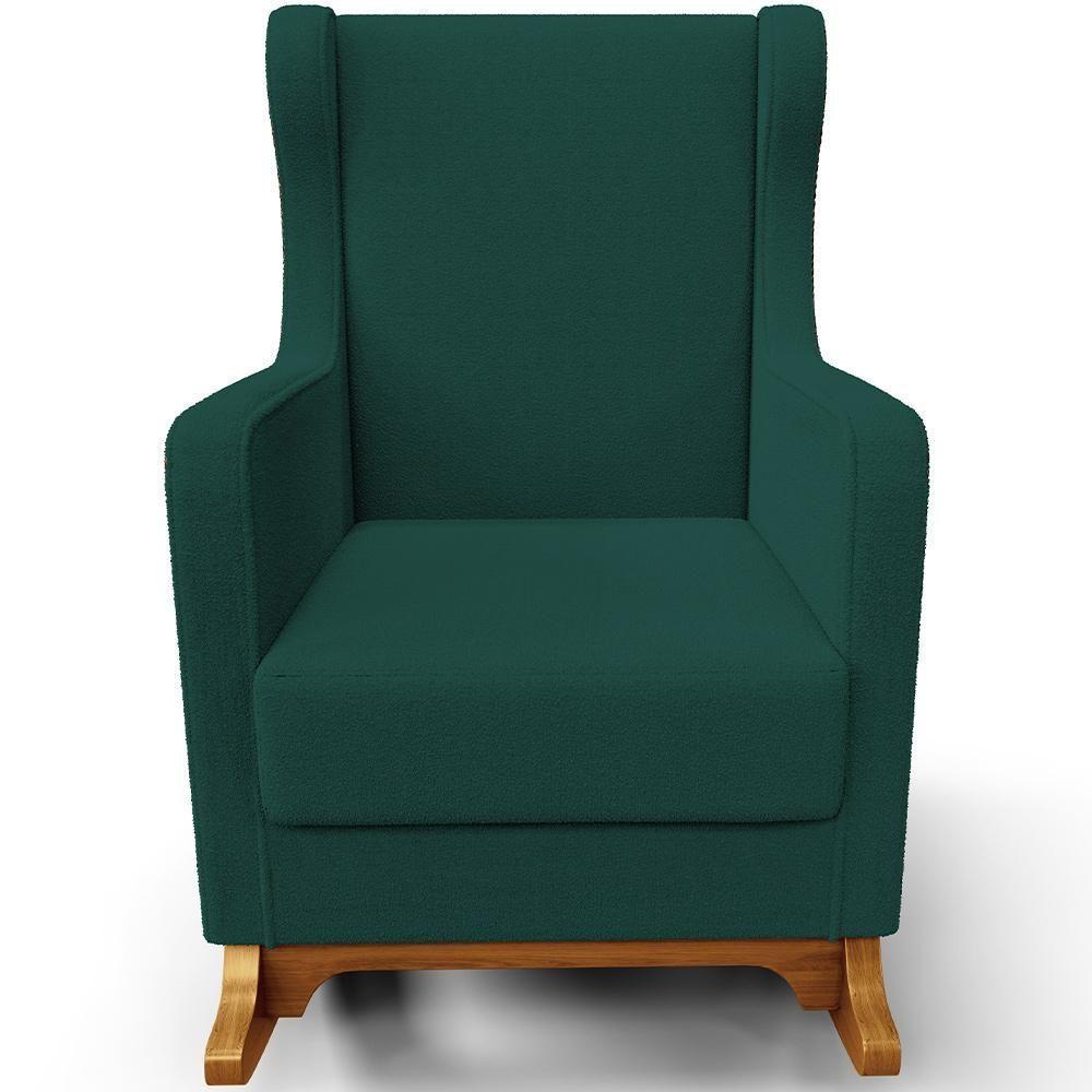 Poltrona De Amamentação Com Balanço E Puff Mavie L02 Bouclê Verde - Lyam Decor - 2