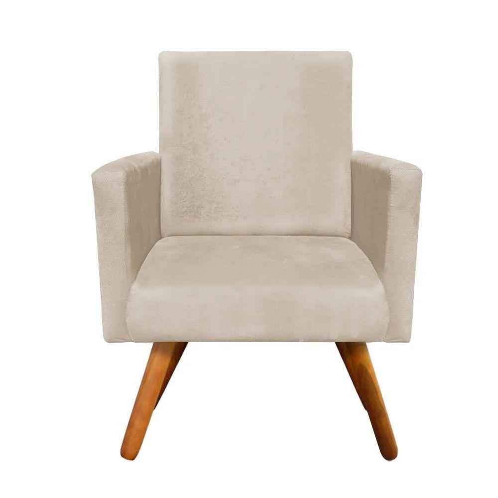 Kit 2 Poltronas Nina Sala De Estar Luxo Suede Bege - 3
