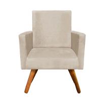 Kit 2 Poltronas Nina Sala De Estar Luxo Suede Bege - 3