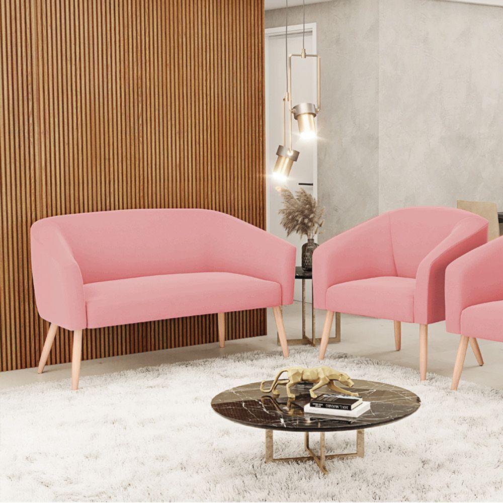 Kit 01 Namoradeira 02Lug E 01 Poltrona Stella Rosê Natural - 8