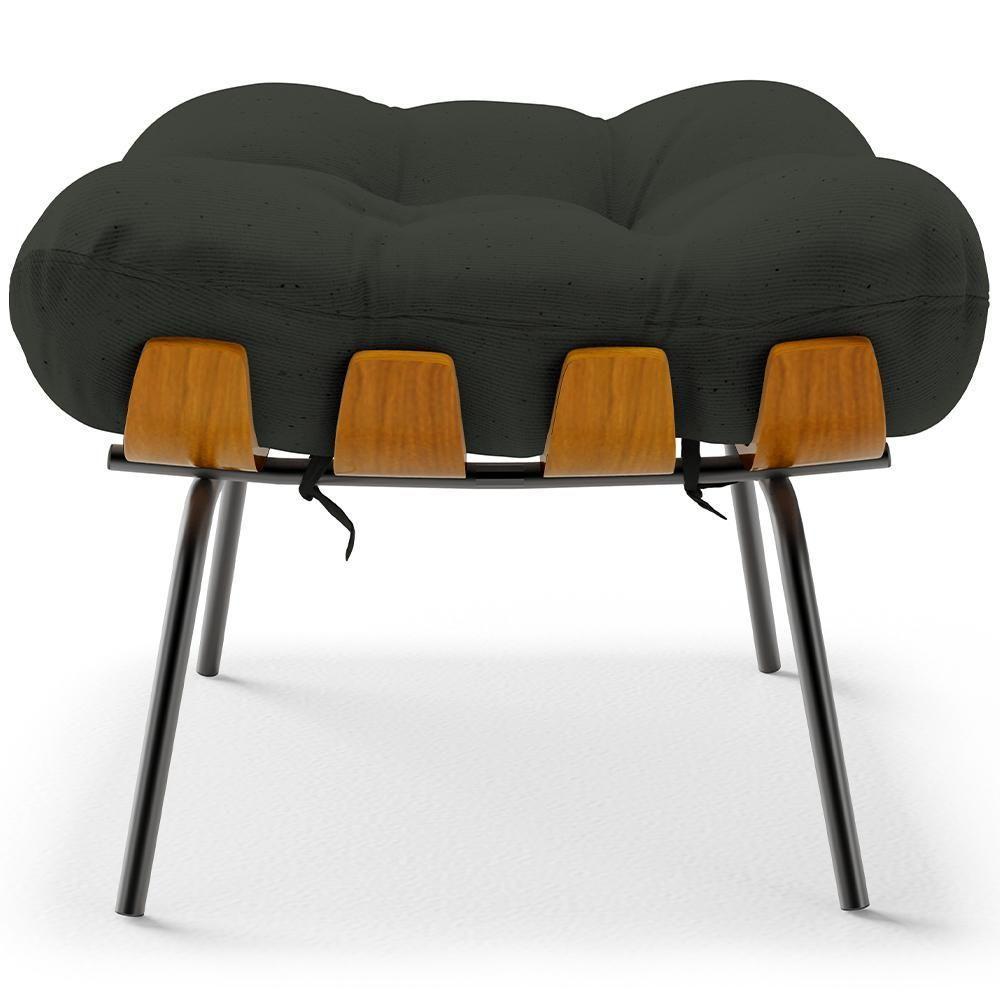 Poltrona Costela L02 Com Puff Sala De Estar Linho Verde - Lyam Decor - 8