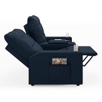 Poltrona Do Papai Reclinável Cinema 2 Lugares Manual Baú Usb Haifa F05 Veludo Azul - Lyam Decor - 2