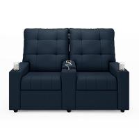 Poltrona Do Papai Reclinável Cinema 2 Lugares Manual Baú Usb Haifa F05 Veludo Azul - Lyam Decor - 5