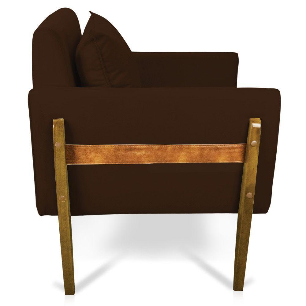 Kit 02 Poltronas Lana Suede Base De Madeira - D'Rossi Marrom - 6
