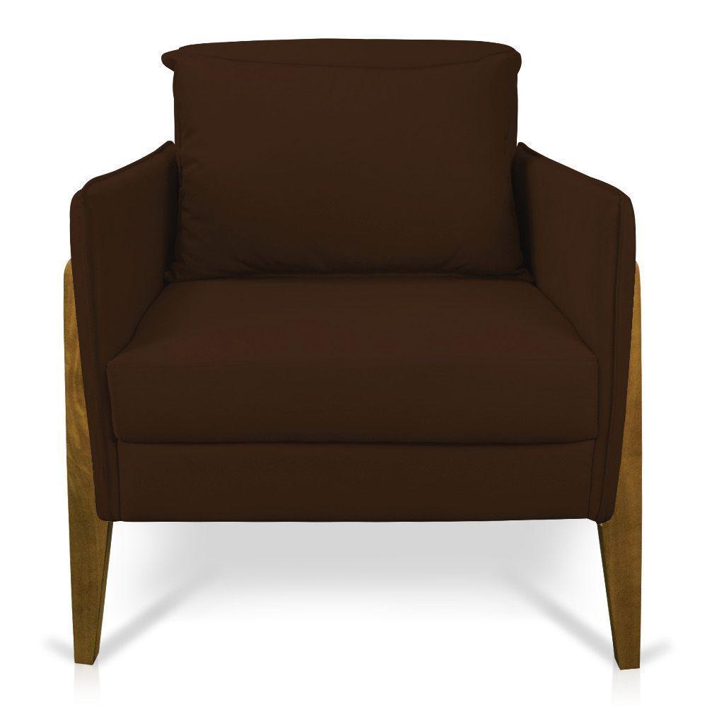 Kit 02 Poltronas Lana Suede Base De Madeira - D'Rossi Marrom - 7