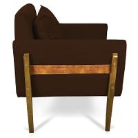 Kit 02 Poltronas Lana Suede Base De Madeira - D'Rossi Marrom - 6