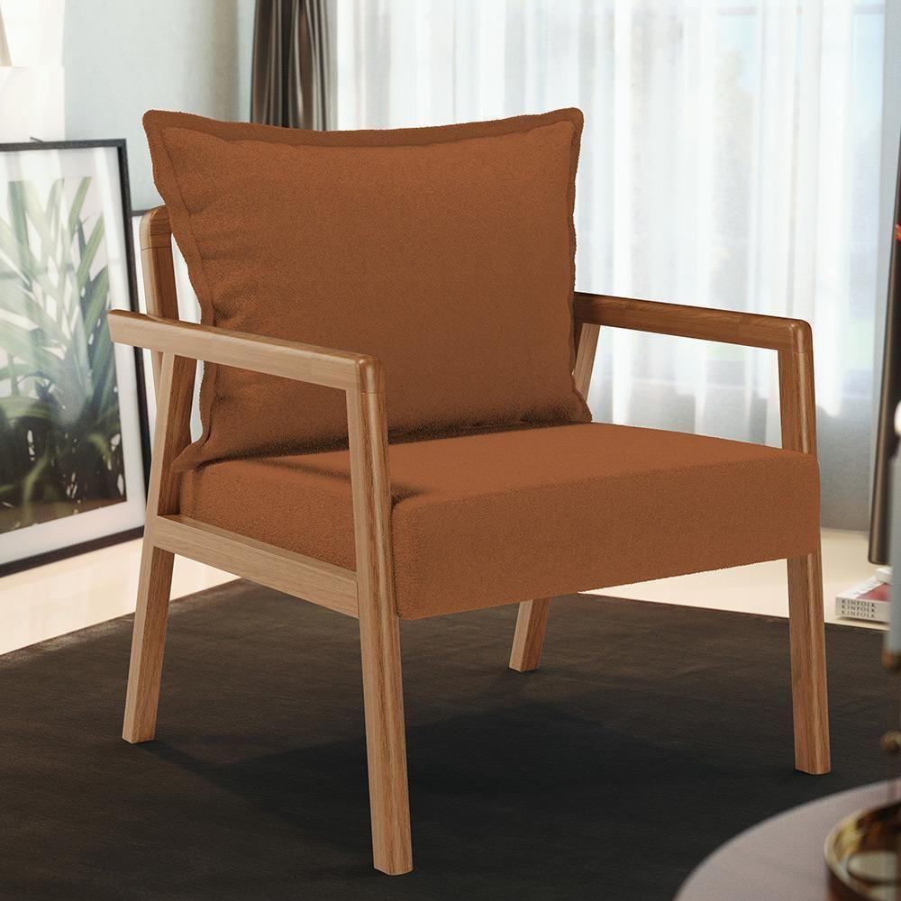 Poltrona Decorativa Para Sala De Estar E Living Alícia B04 Bouclê Terracota - 7
