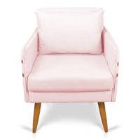 Poltrona Mari Suede Pés Palito Castanho - D'Rossi Rosa Bebê - 7