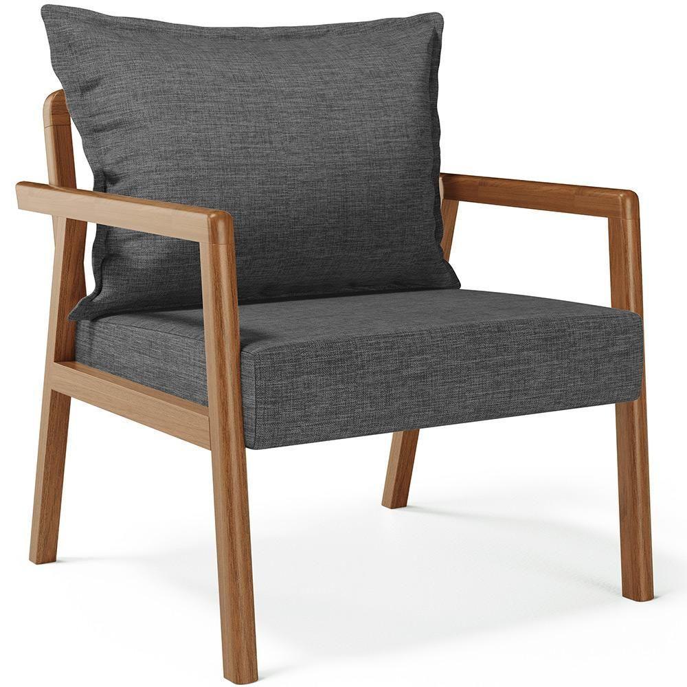 Poltrona Decorativa Para Sala De Estar E Living Alícia B04 Linho Cinza Escuro - 1