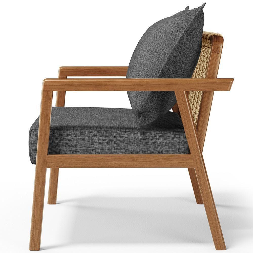 Poltrona Decorativa Para Sala De Estar E Living Alícia B04 Linho Cinza Escuro - 3