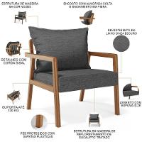 Poltrona Decorativa Para Sala De Estar E Living Alícia B04 Linho Cinza Escuro - 8